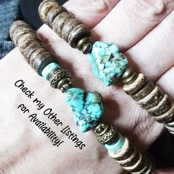 A Bit Hippie & A Bit Boho! Semi-Precious Stones Bracelet w. Moon Charm! 8" Wrist - Picture 13 of 13